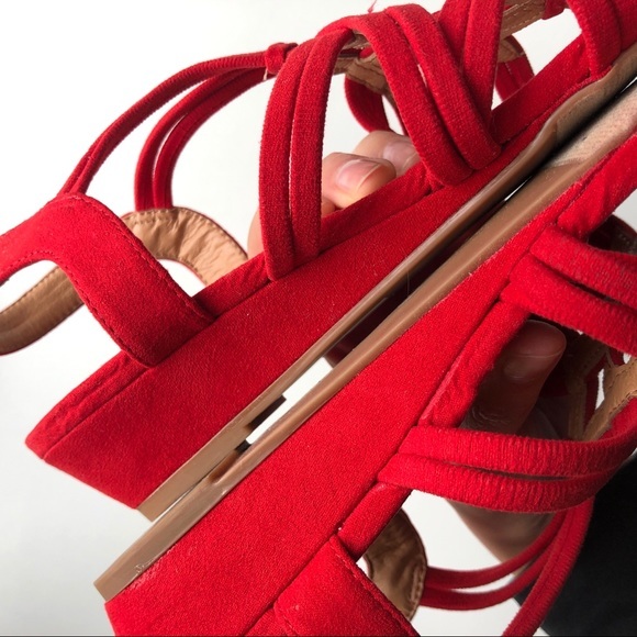 COPY - Dress Barn Red Stretch Strap Wedges - Picture 6 of 8